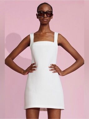 Cynthia Rowley Bonded White Square-Neck Mini Dress